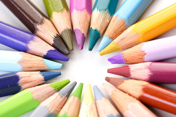 Rainbow colored pencils - close-up