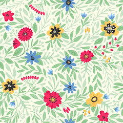 Seamless pattern with flowers. Freehand drawing