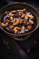 Chocolate pudding variety nuts mystical light