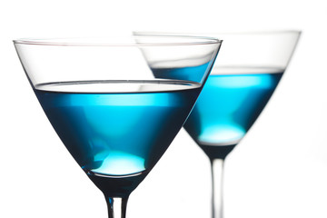Close up of drinks in martini glasses