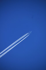 Contrails in a blue sky