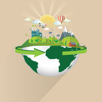 Green Concept Infographic.save world vector illustration.