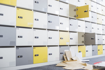 Files fallen in locker room at creative office