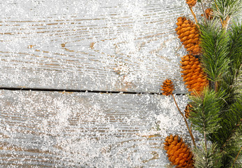 Christmas Decoration Over Wooden Background
