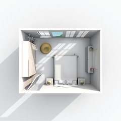 3d interior rendering of furnished bedroom