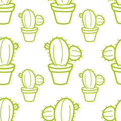 Cactus Seamless pattern with cacti Hand-drawn background Vector illustration