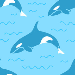 grampus Killer whale seamless pattern animal background
