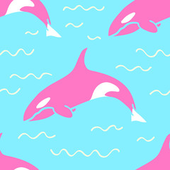 grampus Killer whale seamless pattern animal background