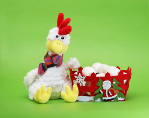 Merry Christmas and Happy New Year! Rooster - Symbol of New Year 2017