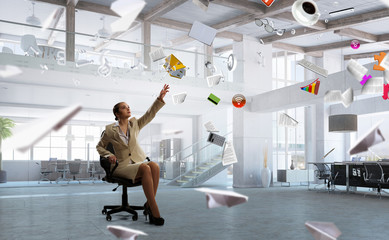Obraz premium Lady boss in office chair . Mixed media