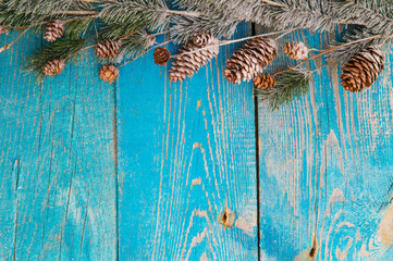 Christmas decoration on wood background