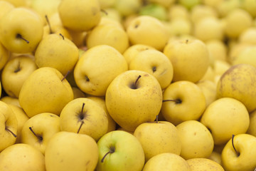 Fresh apples to sell on the market. Selective focus.