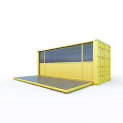 3D Rendering of cargo container convertible to mobile shop.