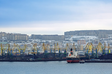 Naklejka premium Sea commercial port, Murmansk