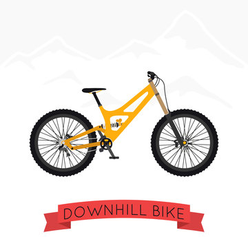 Vector illustration of bike for downhill (DH) in flat style.