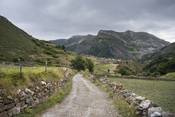 Fototapeta na wymiar Views of La Peral, in Somiedo Nature Reserve. It is located in the central area of the Cantabrian Mountains in the Principality of Asturias in northern Spain