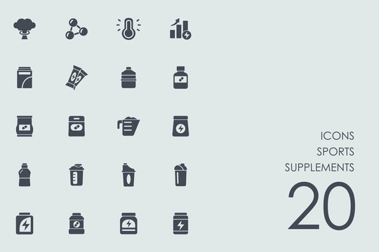 Set of sports supplements icons
