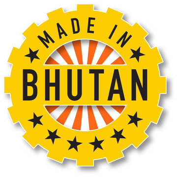 Made in Bhutan flag color stamp. Vector illustration