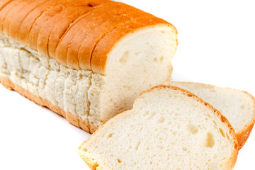 Loaf of whole grain bread isolated on white background