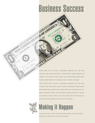 Business Success ad with a dollar bill for print or web      