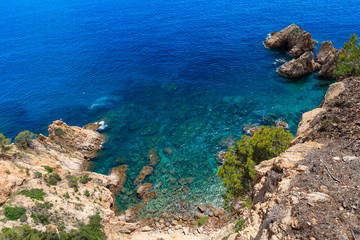 Summer sea rocky coast view (Spain).