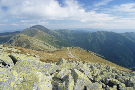 Fototapeta Dumbier Ridge dominated by Dumbier peak, 2043m, in Low Tatry, Nizke Tatry, Zilina region, Slovakia
