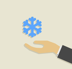 hand and snowflake icon