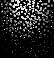 Snow on black background Abstract Christmas and New Year. Vecto