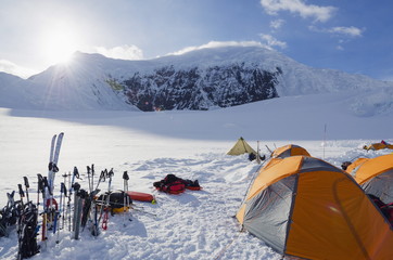 Camp 1, climbing expedition on Mount McKinley, 6194m, Denali National Park, Alaska 