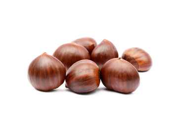 Chestnuts isolated on white background