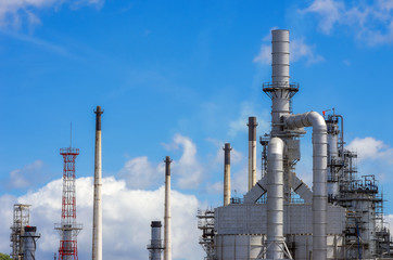 Pipes, chimneys of oil refinery.