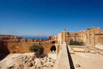 Ancient temple ruins of Lindos Acropolis, Greece
