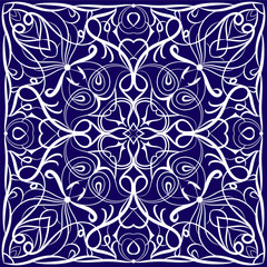 Blue bandanna with white pattern