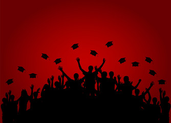 Graduates, People throw square academic cap, oxford cap.