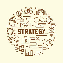 strategy minimal thin line icons set