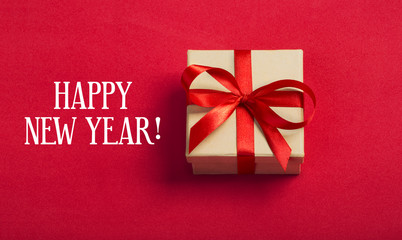 kraft square box with the wishes of Happy New Year