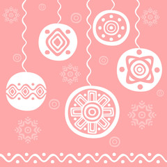 Christmas background with decorations snowflakes and balls. Vector illustration