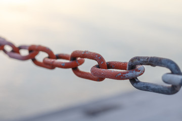 Chain at sunrise, low fous