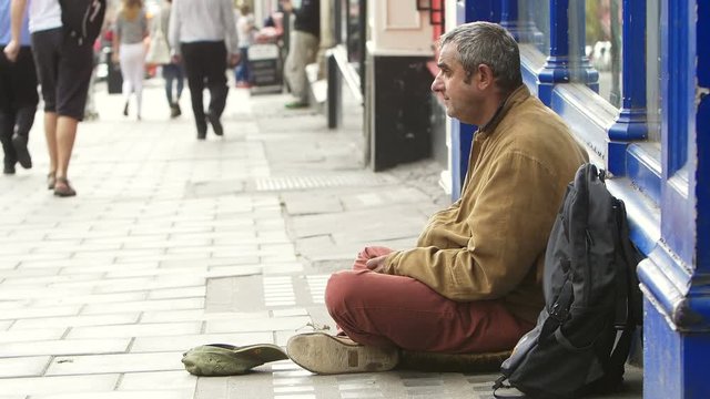 Homeless man living on the street