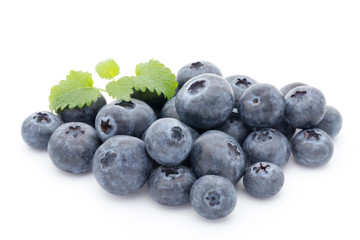 Group of fresh juisy blueberries isolated on white background.