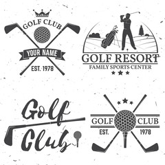 Fototapeta premium Set of Golf club concept with golfer silhouette.