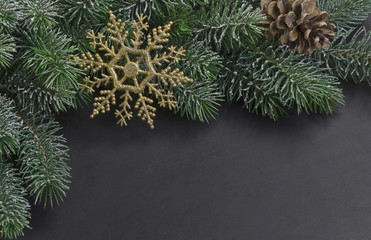 gold snowflake and Christmas tree