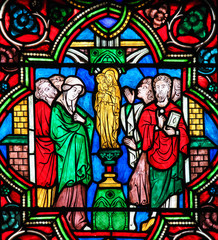 Stained Glass -  Adoration of the Blessed Virgin Mary
