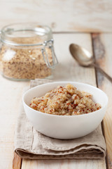 Cooked quinoa in a bowl