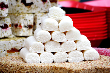 Turkish delight, sweets, candy shop grand bazaar Istanbul.