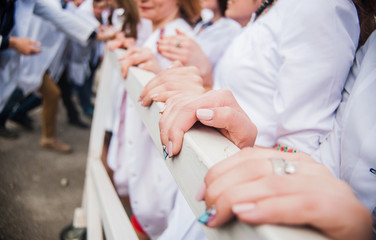 Fototapeta premium Hands of young people in the nature