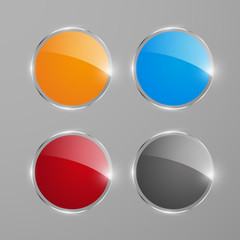 Shiny round web banners or buttons, vector illustration