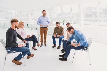 Man in desperation at psychological training