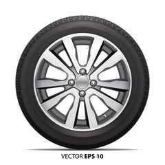 Wheel alloy tire radial for car on white background vector illustration.