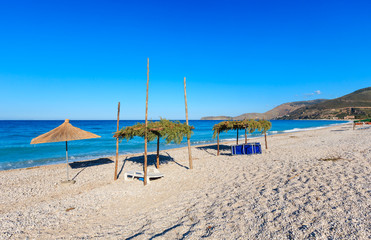 Obraz na płótnie Canvas Summer morning beach (Albania).
